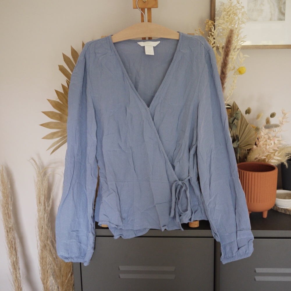 [3/$25] H&M Wrap top in dusty blue